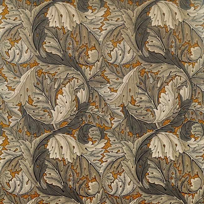 Acanthus Velvet Fabric Mustard/Grey