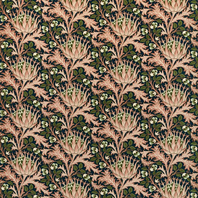 Artichoke Velvet Fabric Inky Fingers/Blush