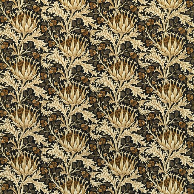 Artichoke Velvet Fabric Midnight/Pearwood