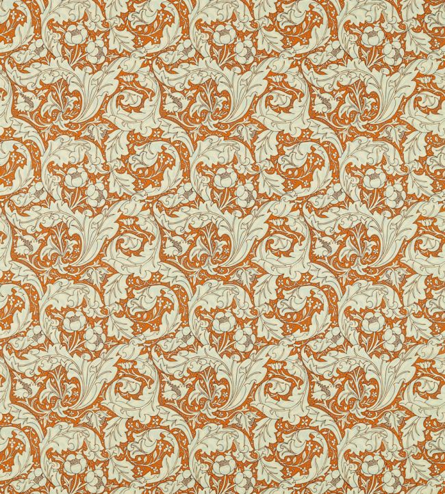 Bachelors Button Fabric Burnt Orange/Sky