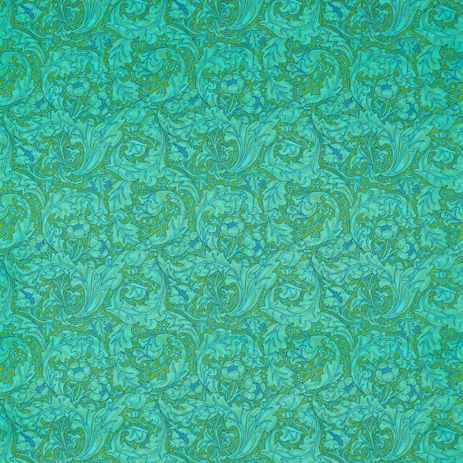 Bachelors Button Fabric Olive/Turquoise