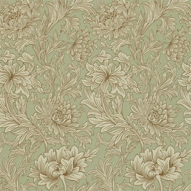 Chrysanthemum Toile Wallpaper Eggshell/Gold