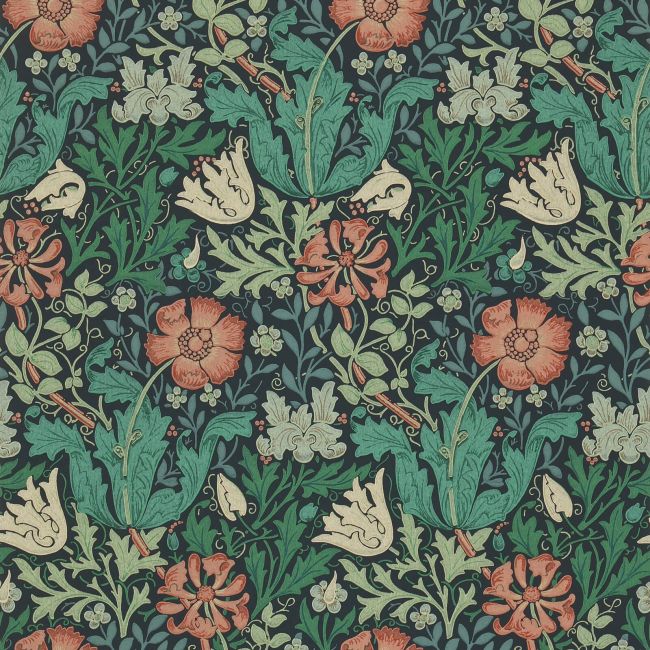 Compton Wallpaper Indigo/Russet