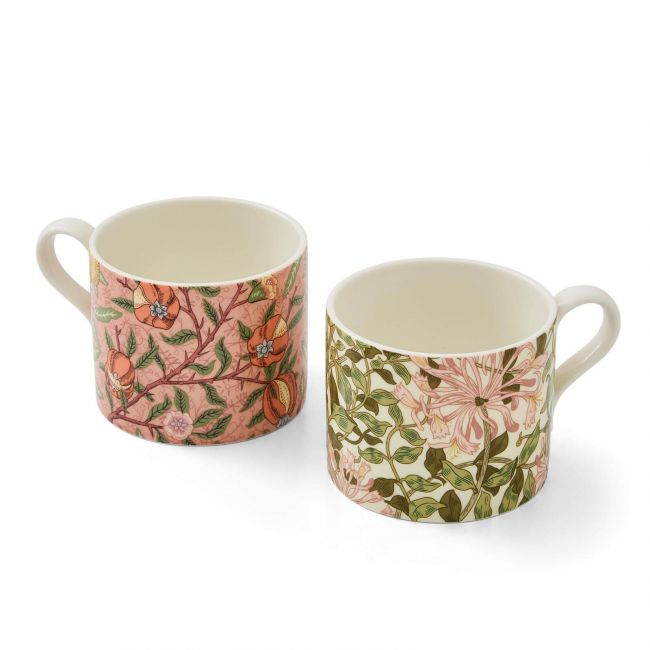 Fruit & Honeysuckle Set of 2 Mugs, Pink Pink