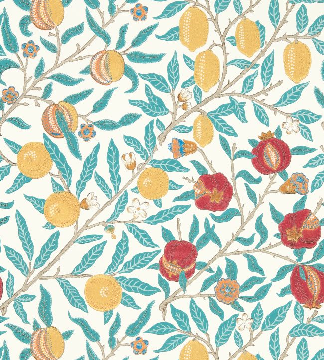 Fruit Wallpaper Green Indigo/Madder