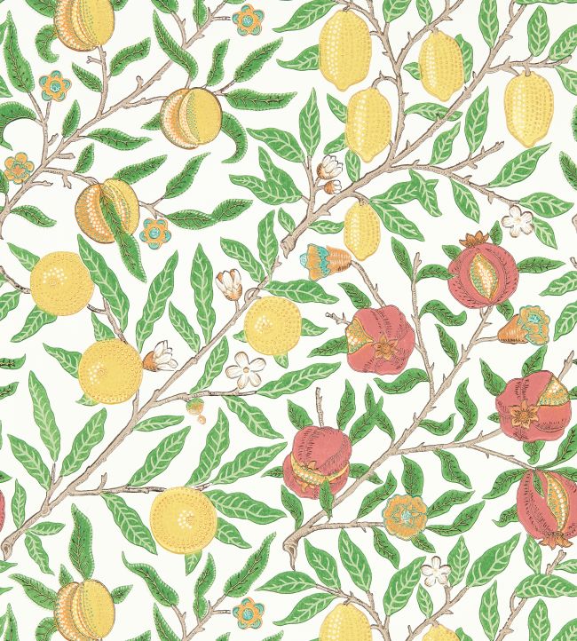 Fruit Wallpaper Leaf Green/Madder