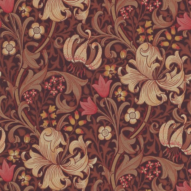 Golden Lily Wallpaper Fig/Burnt Orange