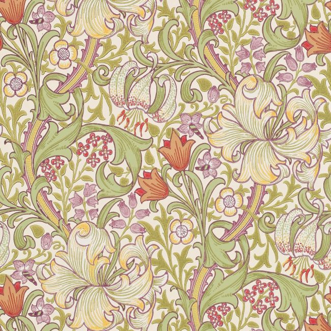 Golden Lily Wallpaper Olive/Russet