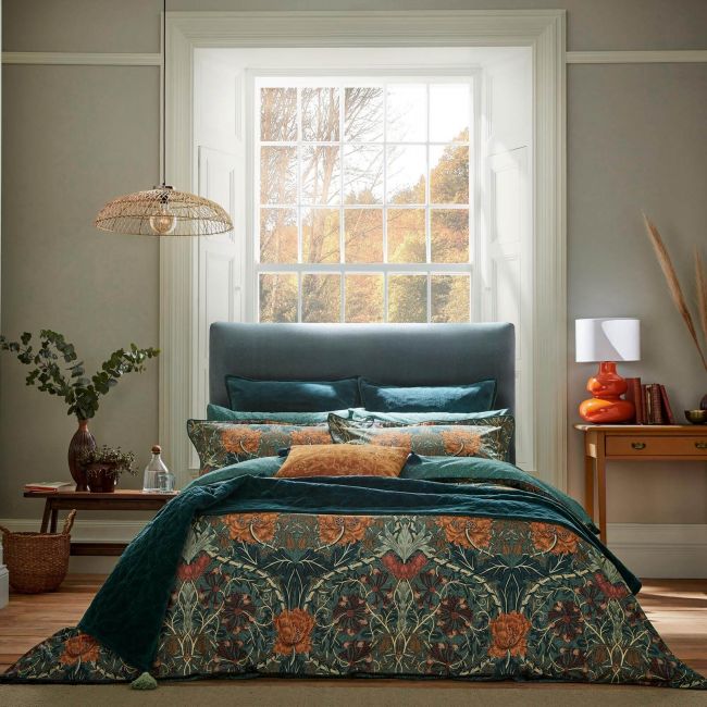 Honeysuckle & Tulip Bedding Set, Mulberry & Teal Mulberry & Teal