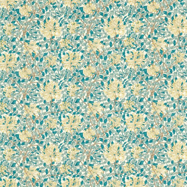 Honeysuckle Outdoor Fabric Teal/Soft Lemon