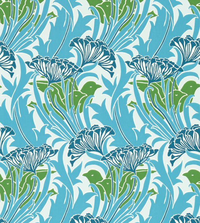 Laceflower Wallpaper Garden Green/Lagoon