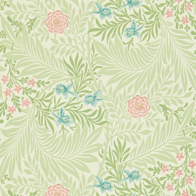 Larkspur Wallpaper Green/Coral