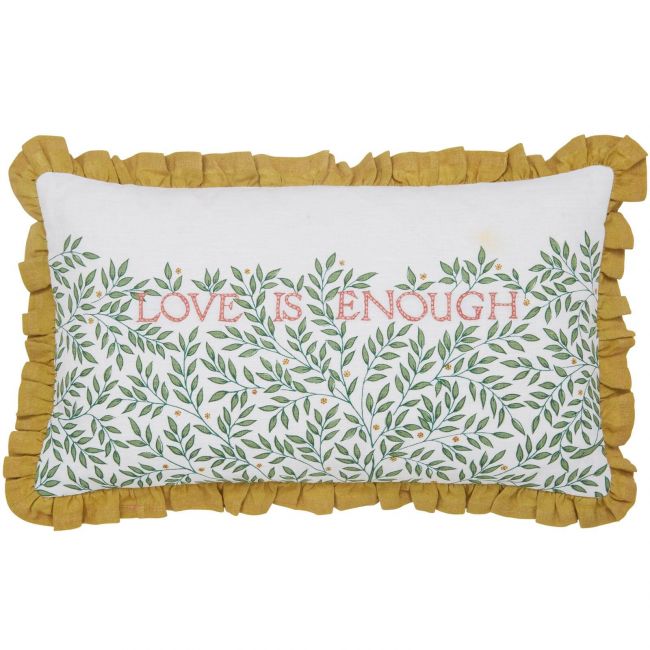 Love Is Enough Cushion, Evergreen & Coral Evergreen & Coral