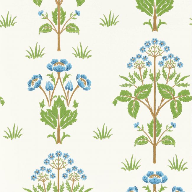 Meadow Sweet Wallpaper Cobalt/Grass green