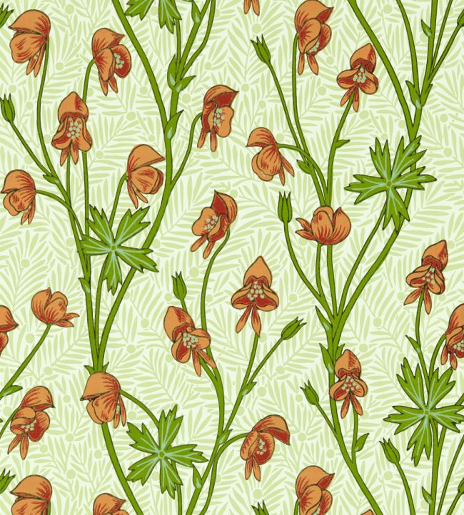 Monkshood Wallpaper Tangerine/Sage