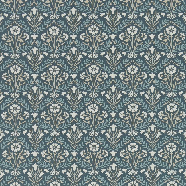 Morris Bellflowers Wallpaper Indigo/Linen