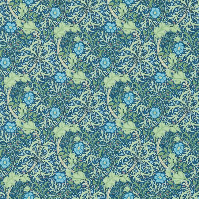 Morris Seaweed Wallpaper Cobalt/Thyme