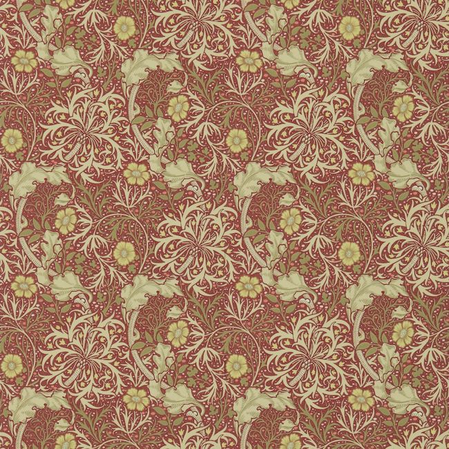 Morris Seaweed Wallpaper Red/Gold