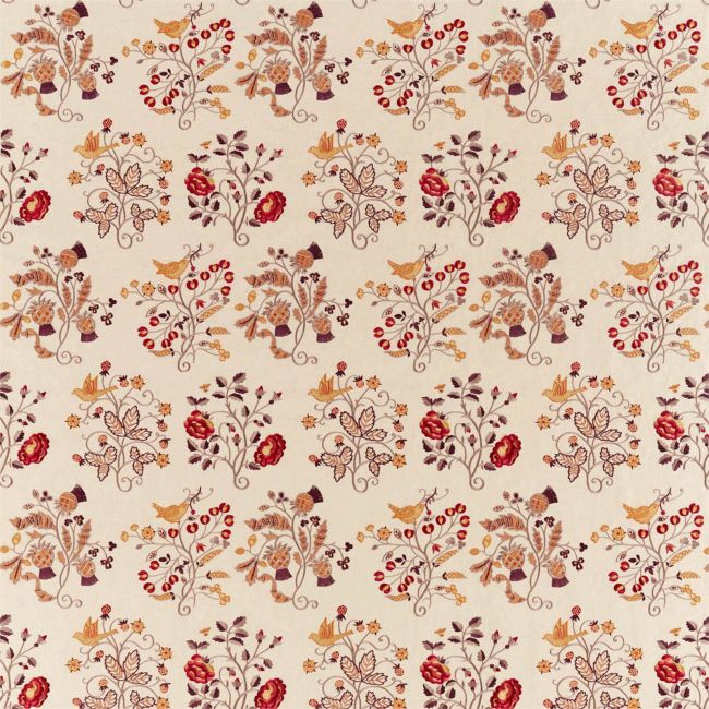 Newill Embroidery Fabric Wine/Saffron