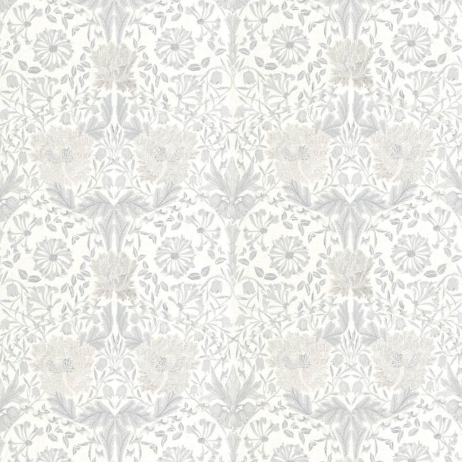 Pure Honeysuckle & Tulip Embroidery Fabric Lightish Grey