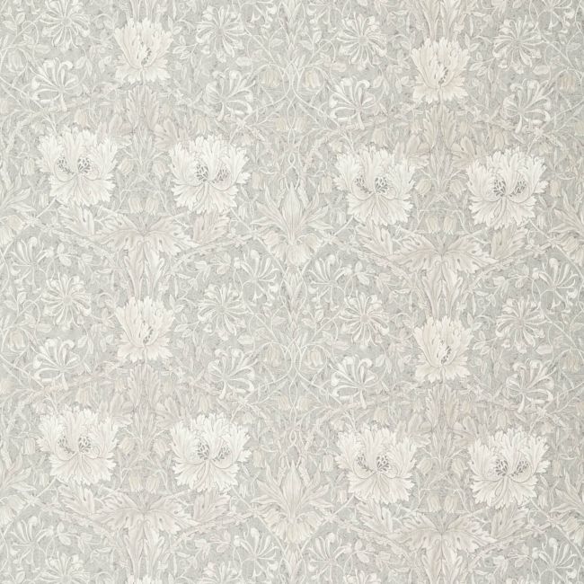 Pure Honeysuckle & Tulip Print Fabric Light Grey Blue