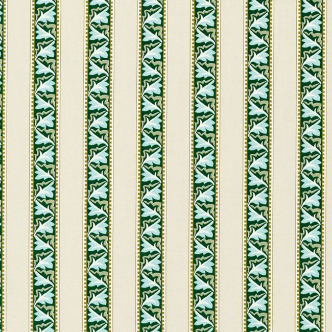 Red Car Stripe Fabric Forest/Linen