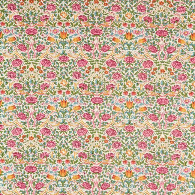 Rose Fabric Boughs Green/Rose