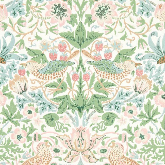 Simply Strawberry Thief Wallpaper Cochineal Pink