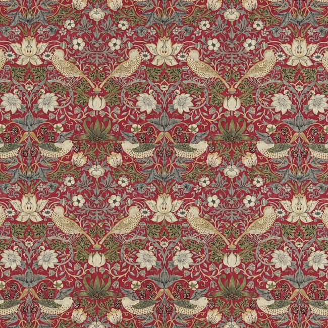 Strawberry Thief Fabric Crimson/Slate