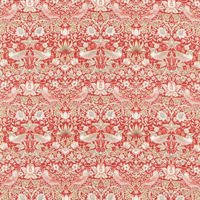 Strawberry Thief Fabric Indian Red