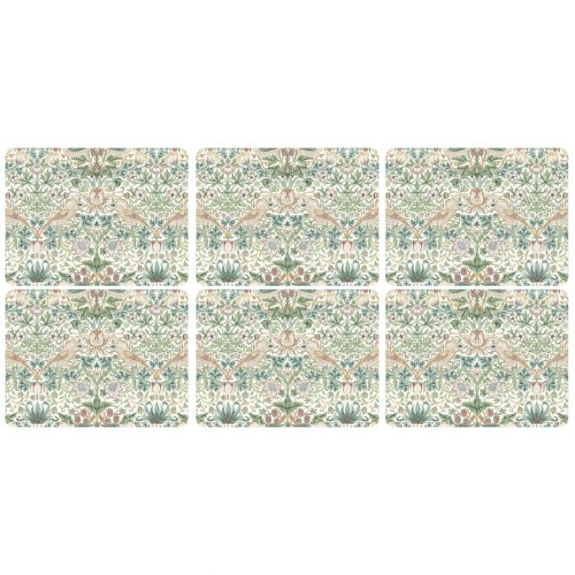 Strawberry Thief Placemats Set of 6, Green Green