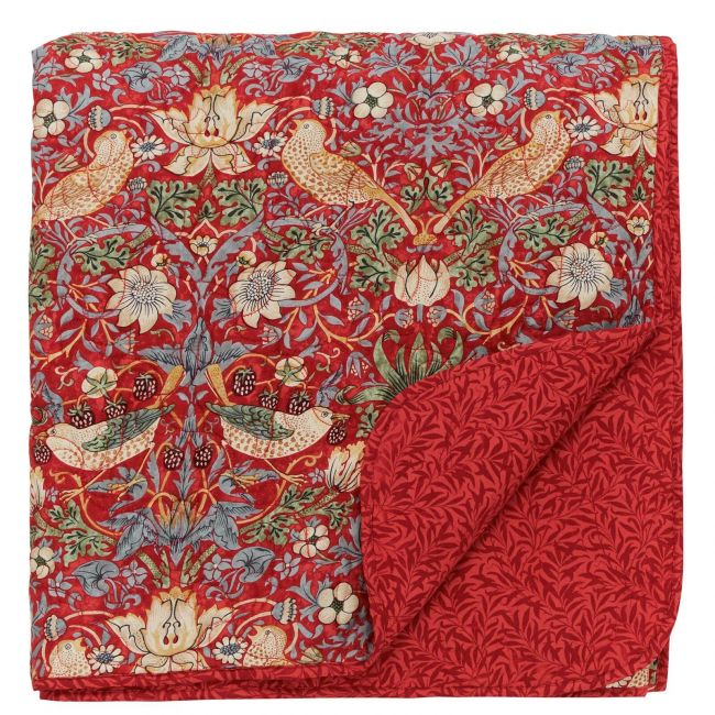 Strawberry Thief Quilted Throw, Crimson Crimson