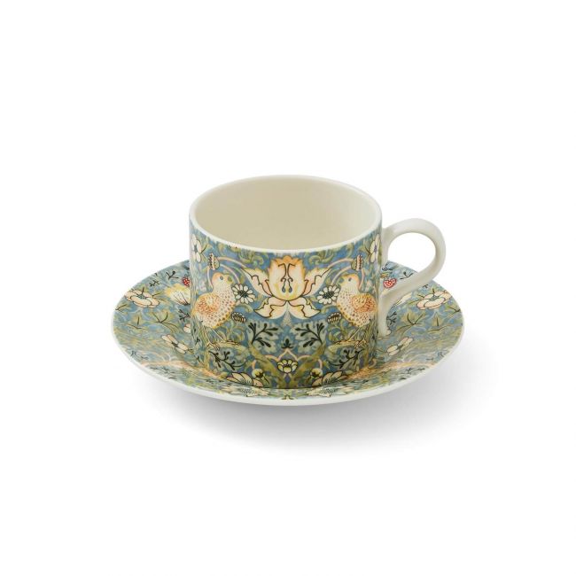 Strawberry Thief Teacup & Saucer, Blue Blue