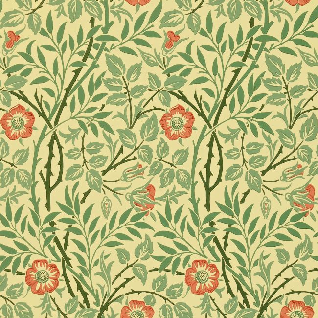 Sweet Briar Wallpaper Green/Rust