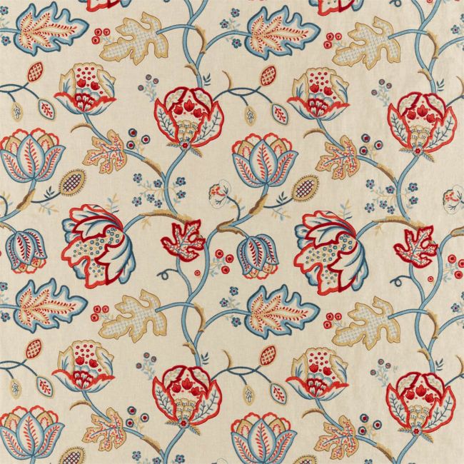 Theodosia Embroidery Fabric Wine/Indigo