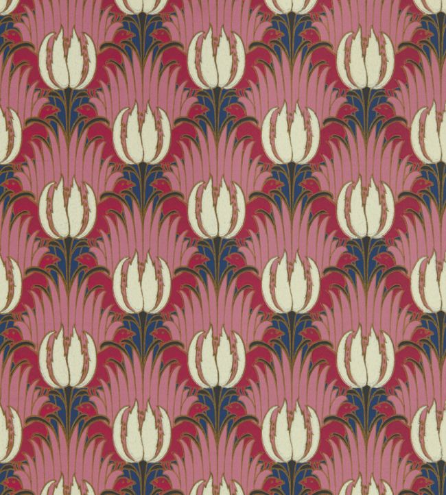 Tulip & Bird Wallpaper Amaranth & Blush