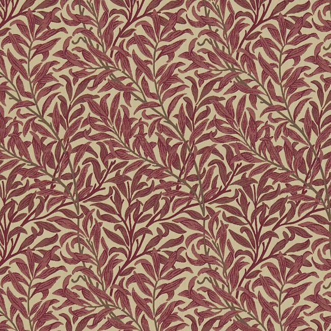 Willow Boughs Weave Fabric Crimson/Manilla