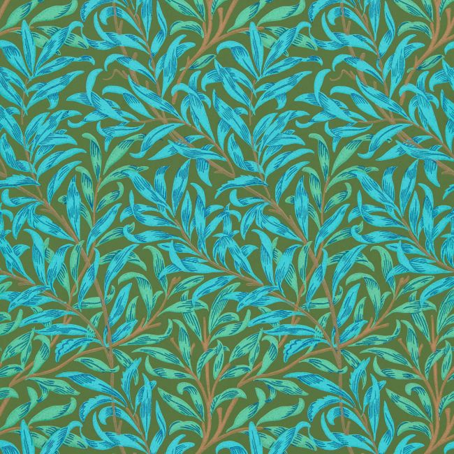 Willow Boughs Wallpaper Olive/Turquoise