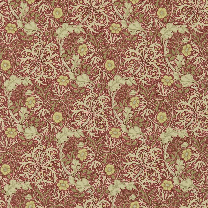 Morris Seaweed Wallpaper in Red/Gold by Morris & Co