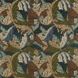 Acanthus Velvet Fabric Slate Blue/Thyme