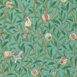 Bird & Pomegranate Wallpaper Turquoise/Coral