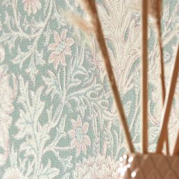 Double Bough Wallpaper Teal Rose