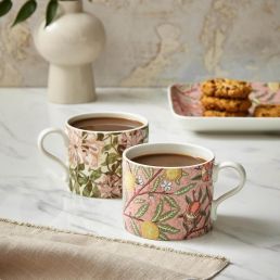 Fruit & Honeysuckle Set of 2 Mugs, Pink Pink