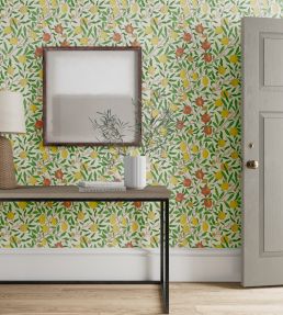 Fruit Wallpaper Leaf Green/Madder