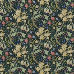 Golden Lily Fabric Midnight/Green