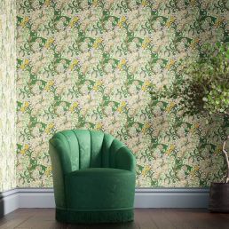 Golden Lily Wallpaper Charcoal/Olive