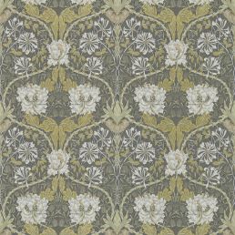 Honeysuckle & Tulip Wallpaper Charcoal/Gold