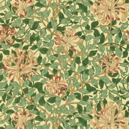 Honeysuckle Wallpaper Green/Coral/Pink