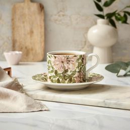 Honeysuckle Teacup & Saucer, Pink Pink