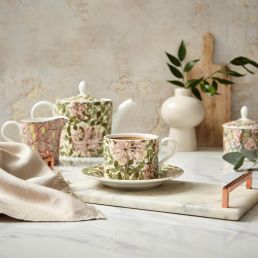 Honeysuckle Teacup & Saucer, Pink Pink